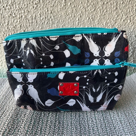 Bird print makeup bag and pencil case bags new NWOT - Picture 6 of 9